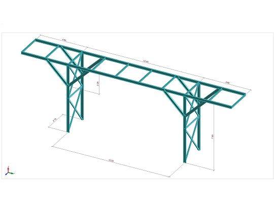 Model obliczeniowy konstrukcji wsporczej pod rurociagi
